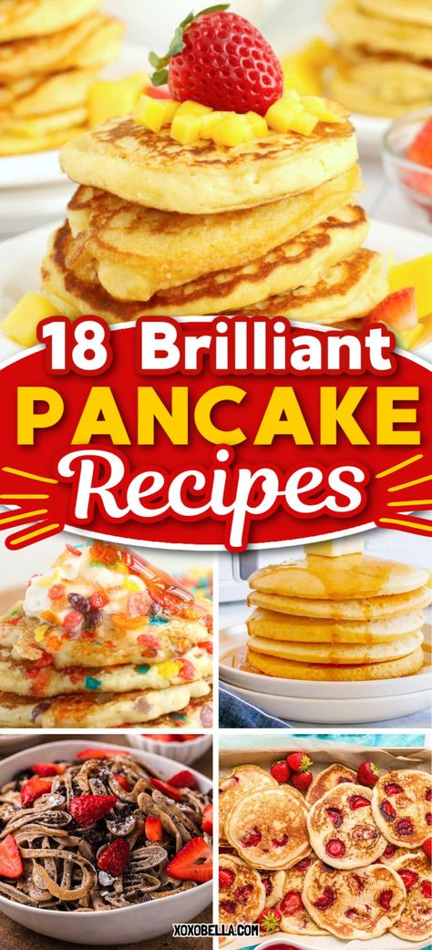 Pancake recipes Pancake Spaghetti, Chocolate Pancake, Easy Pancake, Berry Pancakes, Fruit Pancakes, Easy Breakfast Brunch, Flavored Pancakes, Pancake Recipes, Pancake Recipe Easy