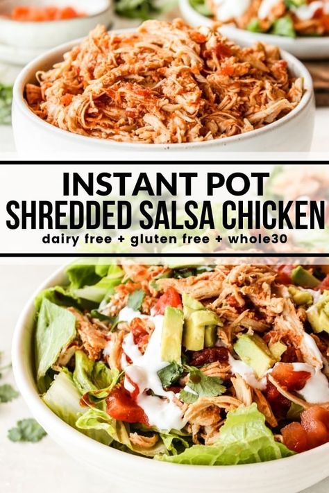 Quick Shredded Chicken, Shredded Salsa Chicken, Shredded Chicken For Tacos, Chicken For Tacos, Salads Bowls, Chicken Salsa, Chicken Taco Salad, Mexican Shredded Chicken, Shredded Chicken Tacos