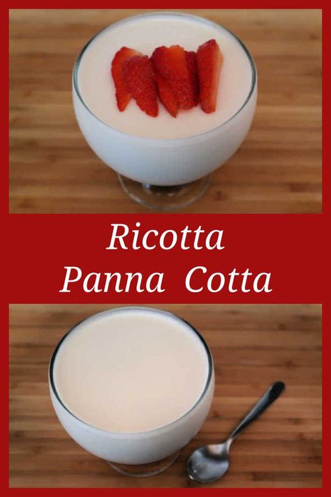 Ricotta Panna Cotta Recipe – How to make an easy no bake dessert with ricotta cheese and gelatin – with the video tutorial. Pot De Creme Recipes, Ricotta Cheese Recipes Dessert, Riccota Cheese Recipes, Ricotta Homemade, Panda Cotta, Ricotta Cheese Desserts, Ricotta Recipes Dessert, Recipes Using Ricotta Cheese, Recipe Using Ricotta