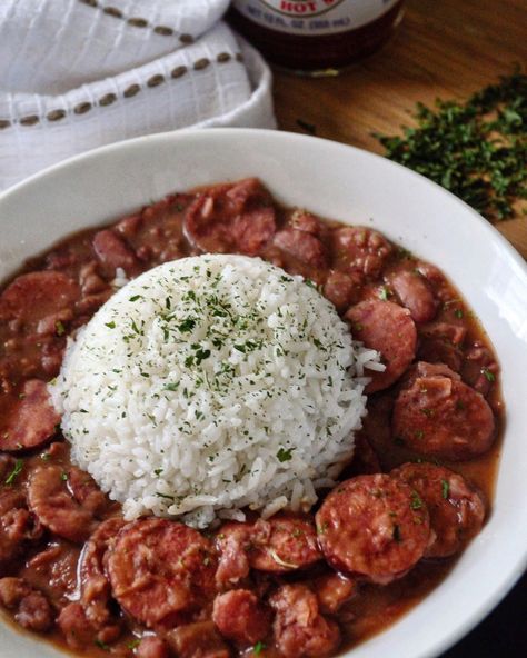 Creamy Red Beans And Rice Recipe, Creamy Red Beans And Rice, Red Beans And Rice Recipe Crockpot, Coop Can Cook, Red Bean And Rice Recipe, Justin Wilson, Red Beans Recipe, Red Beans N Rice Recipe, Red Beans And Rice