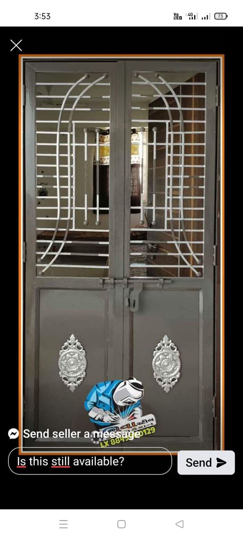 Double Door Grill Gate Design, Safety Grill Gate Design For Main Door, Double Door Iron Gate Design, Double Door Grill Design, Steel Gate Design Double Door, Double Door Gate Design, Safety Door Design Entrance Grill, Main Grill Gate Design, Iron Security Doors