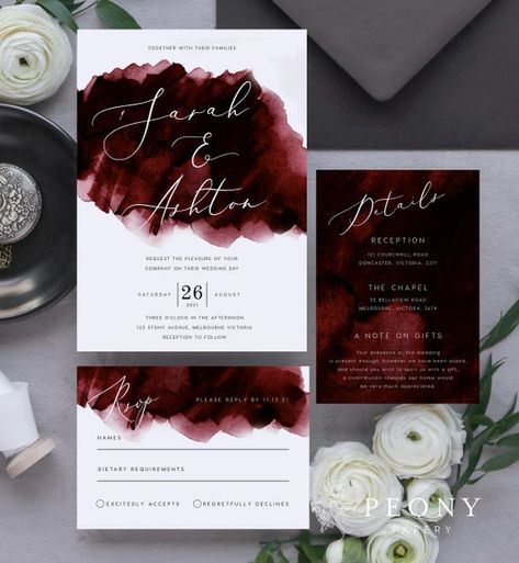 Deep Red Wedding, Crimson Wedding, Dark Red Wedding, Anemone Wedding, Red Wedding Invitations, Red Wedding Theme, Maroon Wedding, Burgundy Wedding Invitations, Dark Wedding