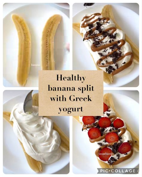 Greek Yogurt Banana Split, Banana Split With Yogurt, Ww Banana Split, Banana Yogurt Sundae, Healthy Banana Split, Feb 25, Healthy Banana, Banana Healthy, Banana Split