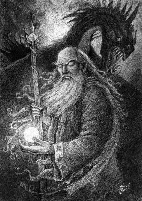 Wizards, Shaman, and the like Evil Wizard Tattoo, Wizard Sleeve Tattoo, Tattooed Wizard Dnd, Crazy Wizard Art, Old Wizard Fantasy Art, Dragon Tattoo Drawing, Wizard Tattoo, Dark Wizard, Male Witch