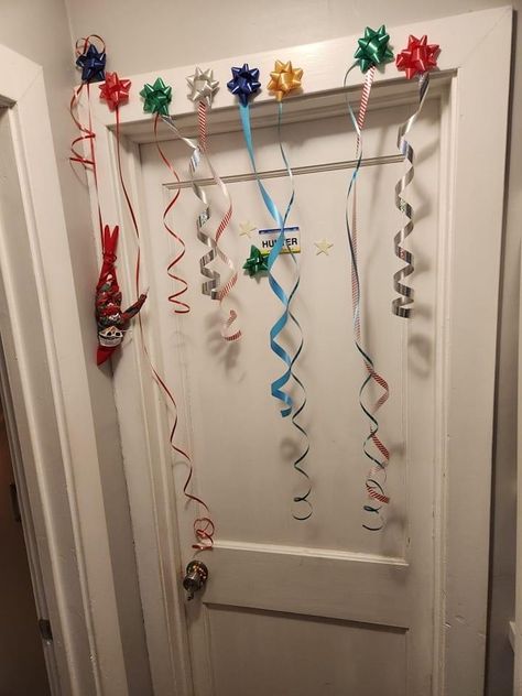 Kids Being Bad Elf On The Shelf, Elf In Stocking Ideas, Elf On The Shelf Ideas Quick And Funny, Elf On The Shelf Ideas Tape Door, Snowman Door Elf On The Shelf, Elf Mixer Ride, Elf On The Shelf Ideas Two Year Old, Elf On Shelf Sleepover, Elf On The Shelf Birthday Visit Ideas