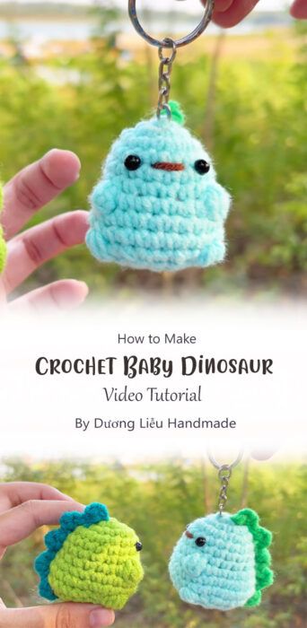 Dinosaur Keychain, Crochet Pattern Tutorial, Owl Embroidery, Tiny Dinosaur, Baby Dinosaur, Tutorial Ideas, Crochet Dinosaur, Baby Dinosaurs, Fun Crochet Projects