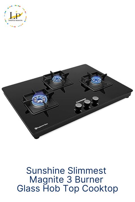 Sunshine Slimmest Magnite 3 Burner Glass Hob Top Cooktop Manual Ignition | ISI Certified | 2 Years General Warranty (Burner, Gas Valve and Glass - 5 Years) Colour Black Material Glass Brand SUNSHINE Heating Elements 3 Product Dimensions 75D x 51W x 5H Centimeters Gas Stove, Heating Element, Home Kitchen, Stove, Glass, Black