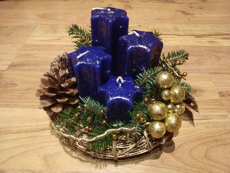 Advent Wreath, Hanukkah Wreath, Hanukkah, Advent, Wreath, Table Decorations, Blue, Home Decor, Home Décor