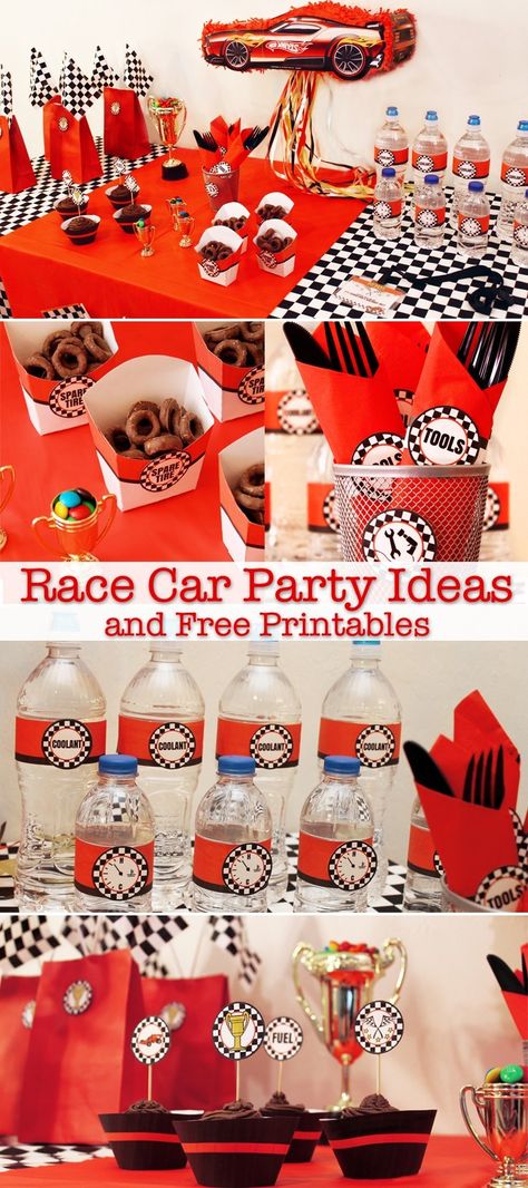 race car party ideas and free printables Car Racing Theme Party Free Printables, Free Race Car Printables, Race Car Party Ideas, Car Party Ideas, Mater Birthday, Cars Birthday Party Ideas, Cars (disney) Party, Puppy Pawty, Lifeway Vbs