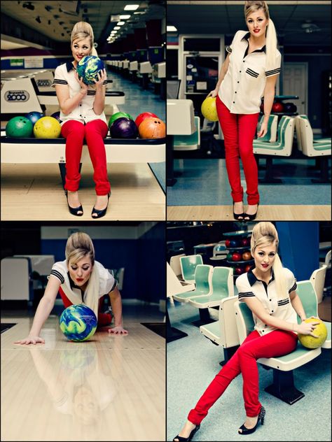 Retro Bowling Fashion Shoot Bowling Alley Outfit, Button Up Fashion, Bowling Pictures, Vintage Bowling Shirts, Bowling Outfit, Retro Bowling, Vintage Bowling, Southern Fashion, Bowling Party