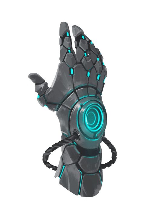 f036b59abc24fc0c5f0d6c6c2bbf5276_original-2 Cybernetic Gauntlet, Fantasy Gadgets Concept Art, Robot Hand Concept Art, Magic Prosthetic, Fantasy Gauntlets, Cyberpunk Gloves, Fantasy Gadgets, Cyberpunk Hand, Magic Technology