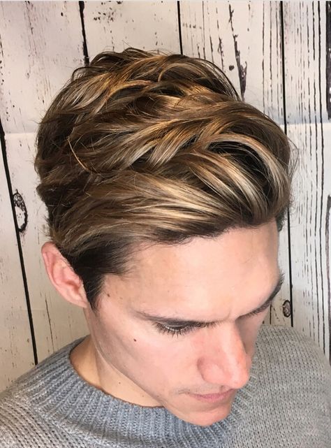 19 Best Mens Hair Color & Highlights Ideas For Unique Hairstyle | Hairdo Hairstyle Beachy Hair Color, Hair With Cap, Men Hair Color Highlights, Mens Hair Color, Hair Dyed Underneath, Golden Brown Hair Color, Dyed Hair Men, Brown Hair Men, Dark Purple Hair