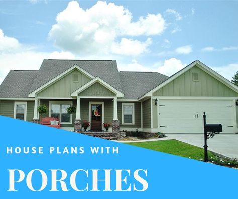 Whatever kind of porch strikes your fancy, you are sure to find what you’re looking   for as you browse our collection of house plans with porches.   #houseplanswithporches House Plans With Porches, Wraparound Porch, Porch House Plans, Wrap Around Porch, Good House, Best House Plans, Curb Appeal, Wrap Around, Outdoor Spaces