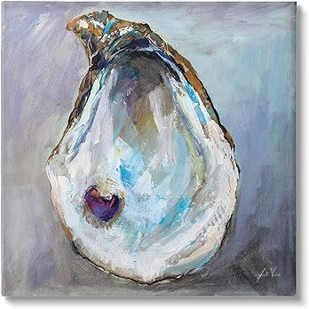 Amazon.com: Stupell Industries Oyster Shell with Pearl Canvas Wall Art Design by Jeanette Vertentes : Everything Else Heart Art Print, Canvas Home Decor, Wall Art Design, Stupell Industries, Oyster Shell, Stock Paper, Heart Art, Fine Arts Posters, Open Heart