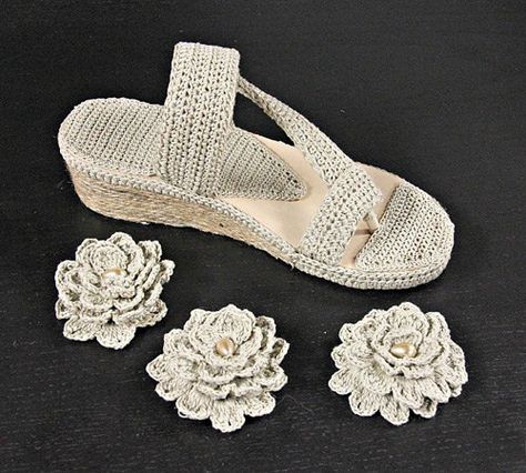 ABOUT THIS PATTERN:  With the Sand Flower Sandal weve come up with an easy way for you to create durable handmade crocheted shoes that will WOW everyone and will hold up to real life wear and tear. This pattern contains detailed photos with all the steps on how to assemble these gorgeous street-ready sandals. And the best part is youll easily find all the materials needed in any major craft store. Pattern includes sizes 6 through 11 for adults.  The pattern includes a PHOTO TUTORIAL with many...