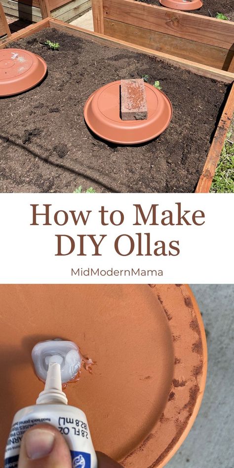 Diy Self Watering Terracotta Pot, Terracotta Olla Pots, Olla Pots Irrigation, Garden Olla Diy, Diy Irrigation System Self Watering, Diy Ollas Terra Cotta, Pot In Pot Gardening, Diy Olla Pot, Olla Watering System Diy