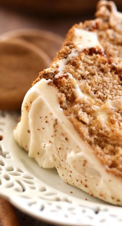 Gingersnap Spice Cake | Chef in Training Gingerbread Dessert Recipes, Pretty Recipes, Gingerbread Dessert, Gingerbread Ideas, A Piece Of Cake, Spice Cake, Piece Of Cake, Samosa, Ideas Party