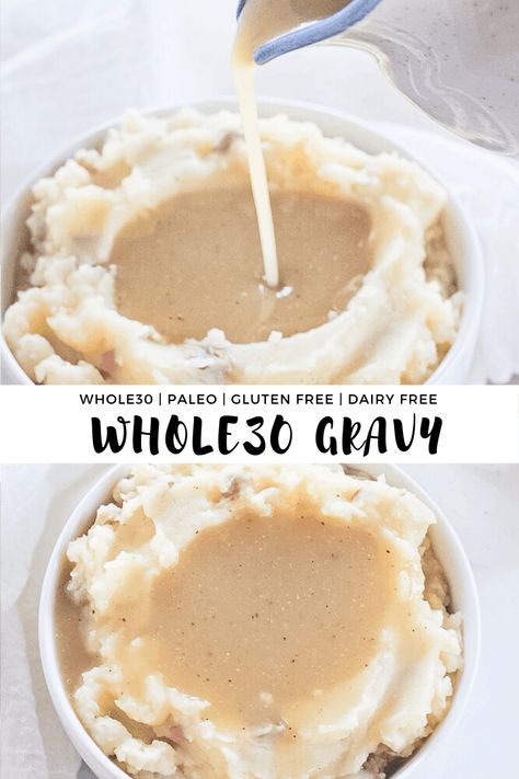 Gravy is such an easy way to elevate your dinner and add so much additional flavor. This Whole30 Gravy is simple, paleo, dairy free, gluten free and oh so good! #finishedwithsalt #whole30gravy #paleogravy #thanksgiving #easypaleo #easywhole30 #gravy | finishedwithsalt.com Whole 30 Gravy, Paleo Gravy, Healthy Gravy, Gluten Free Gravy, Simple Paleo, Paleo Thanksgiving, Whole 30 Breakfast, Dairy Free Gluten Free, Easy Paleo