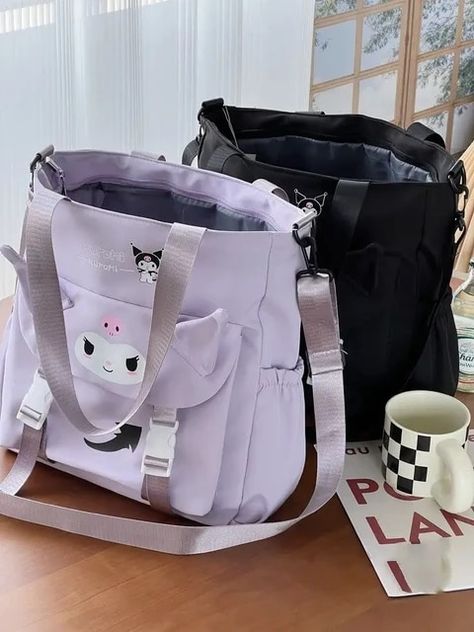 Sanrio Cartoon Cute Kuromi Shoulder Crossbody Tote Bag High School and College Student Canvas Bag for Class Tuition Bag - AliExpress Tuition Bag, Cute Kuromi, Anime Bag, Sanrio Cartoon, Kawaii Bags, Crossbody Tote Bag, Womens Cami, Cute Anime, Oversized Style