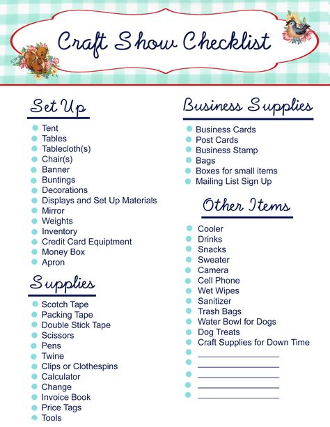 TEXTO-  LISTA DE CONTROLO - Free Printable- Craft Show Checklist - Lista de itens a levar para uma feira de artesanato Pinboard Diy, Craft Fair Booth Display, Craft Show Booths, Craft Show Booth, Vendor Displays, Free Printable Crafts, Business Stamps, Craft Fairs Booth, Craft Booth Displays