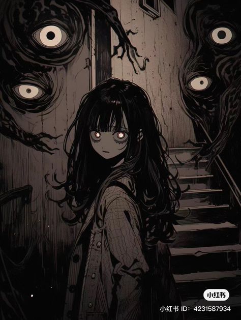 Horror Drawing, 캐릭터 드로잉, Dark Art Illustrations, Scary Art, Creepy Art, 영감을 주는 캐릭터, Anime Poses Reference, Dark Anime, Art Inspiration Drawing