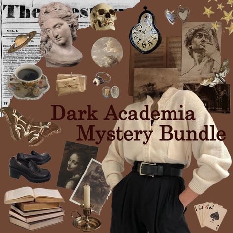 dark academia bundle! clothing is pre-loved and/or vintage, and is always washed before being sent out!  please make sure to read through all of the listings and instructions before purchasing! all genders welcome! please let me know if you prefer men's pant sizes and/or sweaters regarding sizes, I will try to accommodate a wide range to the best of my ability <3 ✦ due to the custom nature of the bundles, wait time for packaging can be expected to be about a week! ✦ Dark Academia Outfit Masculine, Historian Aesthetic Outfit, Soft Dark Academia Aesthetic, Dark Academia Mystery, Summer Dark Academia Outfit, Dark Academia Shoes, Summer Academia, Witchy Academia, Dark Academia Outfits