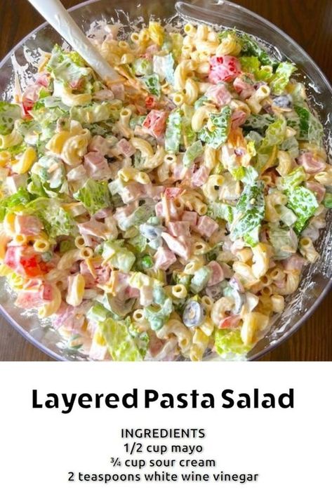 Grandma's Tasty recipes | We are removing inactive members from the group, say anything to stay active | Facebook Layered Pasta, Pasta Veggies, Summer Pasta Dishes, Pasta Salad Ingredients, 12 Tomatoes Recipes, Bbq Picnic, Fresh Salad Recipes, Layered Salad, Cold Pasta Salad