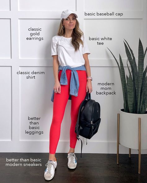 21 Better Than Basic Summer Outfits for 2021 | Merrick's Art Austin Outfits, Red Leggings Outfit, Bottoms Outfit, Basic Summer Outfits, Cream Linen Pants, 21 Outfits, Denim Shirt Outfit, White Eyelet Skirt, Leggings Outfit Casual