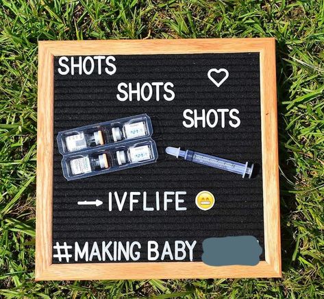 Ivf Journey Photos, Ivf Board Ideas, Ivf Announcement Ideas, Surrogacy Pregnancy Announcement, Ivf Letterboard Ideas, Ivf Injections, Ivf Baby Announcement, Ivf Timeline, Ivf Preparation