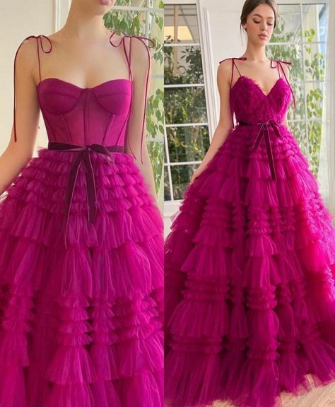 Yule Ball Outfits, Hijab Dress Party, Magenta Dress, Baby Frock Pattern, Gowns Dresses Elegant, Fuchsia Dress, Evening Gowns Elegant, Photoshoot Dress, Evening Outfits