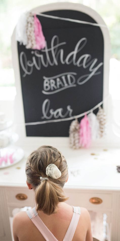 Braid Bar Event, Birthday Party Inspiration, Salon Party, Glamour Hair, Girl Braids, Party Bars, Girls Braids, Braids For Kids, Girl Birthday Party