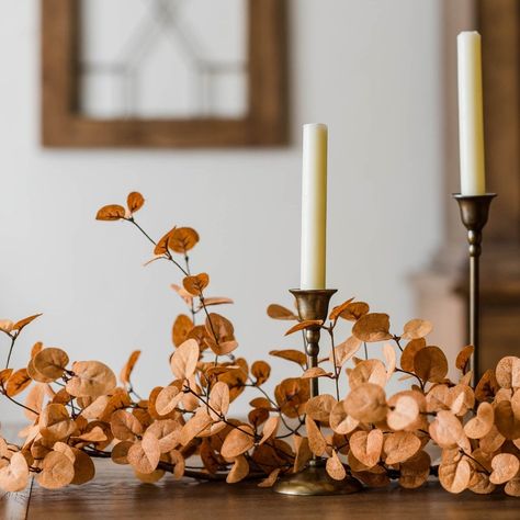 Magnolia's Fall Collection Is Here, and Believe Us When We Say It's Un-Be-Leaf-Able Minimal Fall Decor, Fall Mantle, Eucalyptus Garland, Fall Garland, Modern Fall, Fall Table Decor, Fall Centerpiece, Fall Table, Textured Wall Art