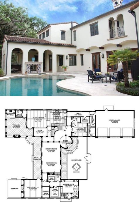 Spanish Bungalow Floor Plans, Spanish Revival Mansion, Spanish Colonial Style Homes House Plans, Spanish Style House Floor Plans, Spanish Colonial Homes Floor Plans, 2 Story Spanish House Plans, Two Story Spanish Style Homes, Spanish Mansion Floor Plans, 2 Story Home Floor Plans