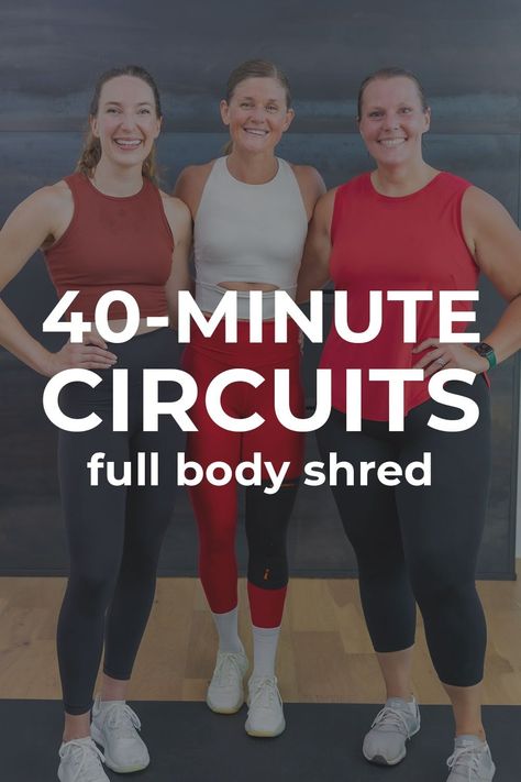 Strengthen and shred at home with this efficient Full Body Circuit Workout. Each circuit contains four dumbbell exercises: upper body, lower body, cardio and core. This popular shred format both builds strength and burns calories at home, using just a set of dumbbells. 45 Minute Workouts, F45 Workout Plan, Cardio And Weight Workout, V Shred Workout Plan, Partner Circuit Workout, Circuit Training At Home, Cruise Workout Plan, Group Circuit Workout, Body Weight Cardio Exercises