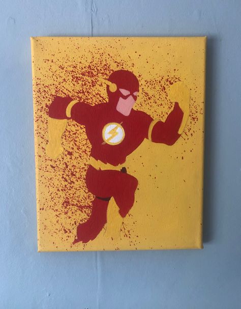 The Flash Painting Ideas, The Flash Painting, Flash Painting, Disney Painting, Disney Paintings, Silhouette Painting, Painting Canvases, Canvas Painting Tutorials, Pop Culture Art