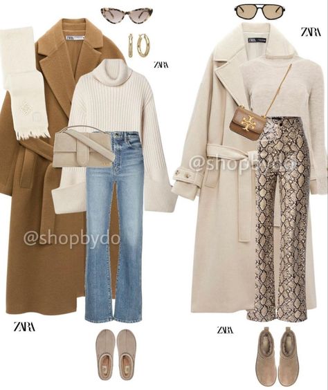 Mango Winter Outfits, Zara Outfit 2023 Fall, Zara Fall 2023, Zara Outfit 2023 Autumn, Zara Fall Outfits, Beige Coat Outfit, Vanilla Style, Brown Coat Outfit, Winter Date Outfits