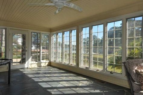 sunroom Attached Greenhouse, Office Addition, Glass Rooms, Sunroom Office, Luxury Farmhouse, Greek Revival Home, Sunroom Addition, Back Porches, Room Addition