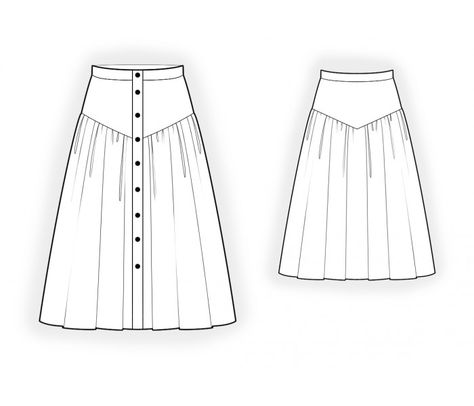 Skirt With Yoke - Sewing Pattern #2079. Made-to-measure sewing pattern from Lekala with free online download. Yoke Skirt Pattern, Skirt With Yoke, Yoke Skirt, Coat Pattern Sewing, Flat Sketches, Jacket Pattern Sewing, Garment Industry, Blouse Pattern Sewing, Skirt Patterns Sewing