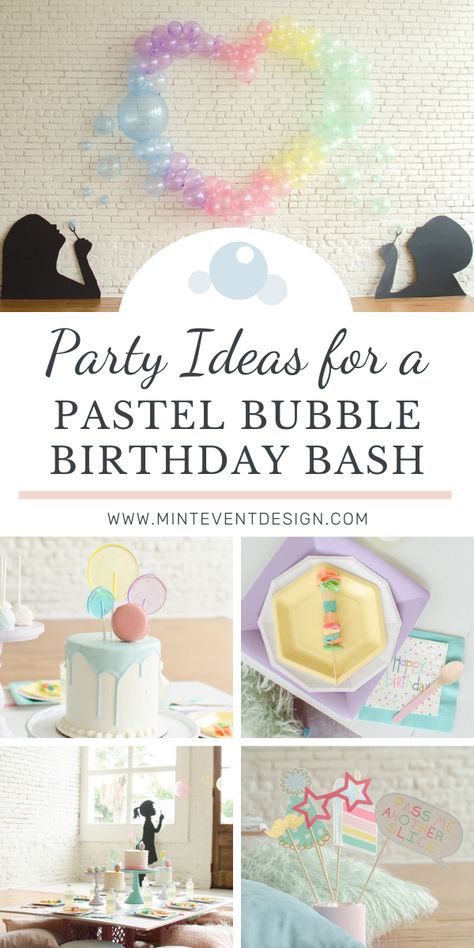 It's a Pastel Bubble Bash - Bubble Themed Birthday Party Ideas Bubble Themed Birthday Party, Bubble Party Theme, Themed Birthday Party Ideas, Bubble Birthday Parties, Bubble Birthday, Pastel Birthday, Bubble Party, Second Birthday Ideas, Toddler Birthday