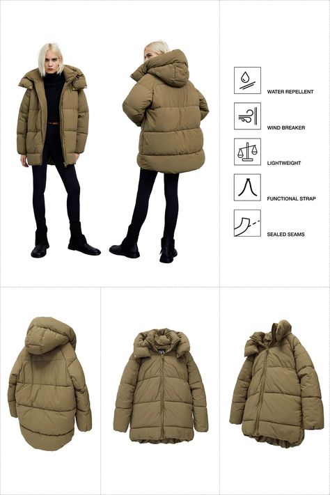 Short Puffer Jacket Outfit, Puff Jacket Outfit, Olive Clothing, Puffer Jacket Outfit, Short Puffer Jacket, Leather Puffer Jacket, Outfit Zara, Quilted Parka, Puff Jacket