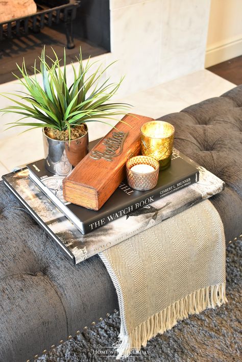 Cozy Throw Blankets for Fall - Friday Favorites - Home with Holliday Styling A Bench, Blanket On Ottoman, Ottoman Coffee Table Decor, Coffee Table Books Decor, Elegant Entertaining, Ottoman Decor, Couch Decor, Bench Decor, Friday Favorites