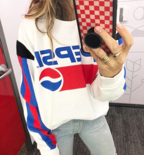 Borrowed from the guys.... this Pepsi sweatshirt $19.99 🙌🏼 • #targetdoesitagain The Borrowers, Varsity Jacket, Cute Outfits, Sweatshirts, The Originals, Clothes