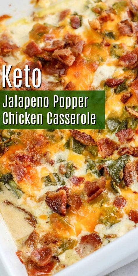 Jalapeno Popper Casserole, Popper Chicken Casserole, Popper Casserole, Keto Jalapeno, Family Dinner Recipe, Desayuno Keto, Popper Chicken, Low Carb Meal, Keto Casserole