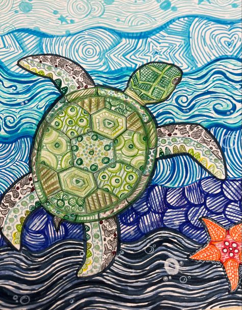 Drawing- turtle- art - Aboriginal- color pencil- Aboriginal Turtle Art, Turtle Drawing Color, Aboriginal Drawings, Turtle Zentangle, Sea Turtle Drawing, Art Turtle, Turtle Drawing, Drawing Prompts, Art Camp