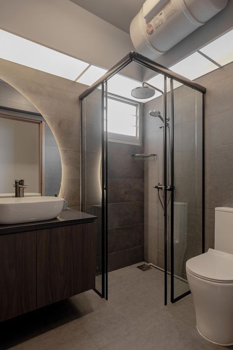 Bathroom | Interior Design Singapore | Interior Design Ideas Hdb Bathroom Singapore, Hdb Bathroom, Home Studios, Singapore Interior Design, Singapore Interior, Modern Bathroom Interior, Painted Paneling Walls, Interior Design Singapore, App Home