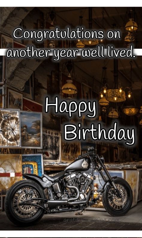 Happy Birthday Harley Davidson, Happy Birthday Biker, Birthday Gratitude, Happy Birthday Motorcycle, Happy Birthday Verses, Happy Birthday Hd, Biker Birthday, Happy Birthday Wishes For A Friend, Happy Birthday Wishes Pics