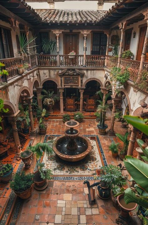 Mexican Colonial Architecture, Rich Mexican House, Mexican House Architecture, Tiny Spanish House, Gothic Hacienda, Cultura Mexicana Aesthetic, Mexican Houses Exterior Haciendas, Spanish House Aesthetic, Spanish Architecture Hacienda Style