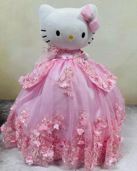 Last custom hello kitty’s doll Doll For Quinceanera, Hello Kitty Themed Quince, Hello Kitty Quinceanera Doll, Quince Hello Kitty, Last Doll Quinceanera, Pink Quinceanera Ideas, Hello Kitty Quince, Quinceanera Last Doll, Hello Kitty Quinceanera