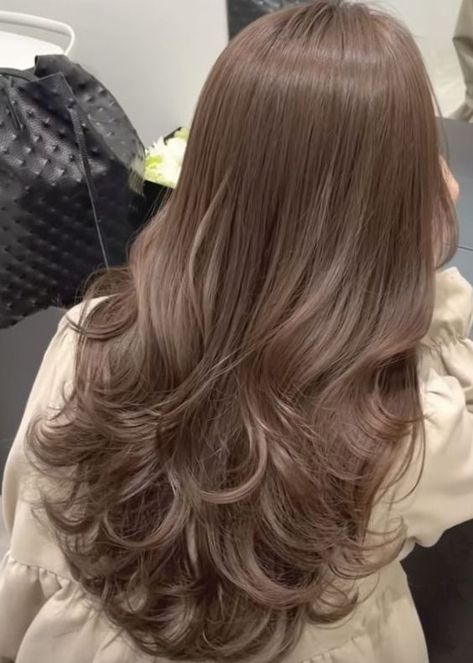 26 Inch Extensions, Hair Dye For Asians, Brown Beige Hair Color, Milky Tea Brown Hair Color, Dyed Light Brown Hair, Milk Tea Brown Hair Color Korean, Brown Korean Hair, Beige Hair Color Brown, Korean Hair Color Trend 2023