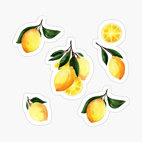 Watercolor lemon pattern on dark backround Sticker Lemon Sticker, Watercolor Lemon, Lemon Pattern, Sticker Transparent, Inspirational Stickers, Lemon Patterns, Watercolor Stickers, Scrapbook Stickers Printable, Floral Stickers